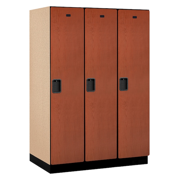 1 Tier Designer Locker, 54"Wx76"Hx24"D, 3 Door, Cherry